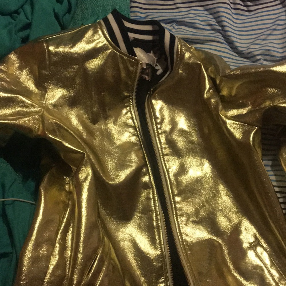gold bomber jacket